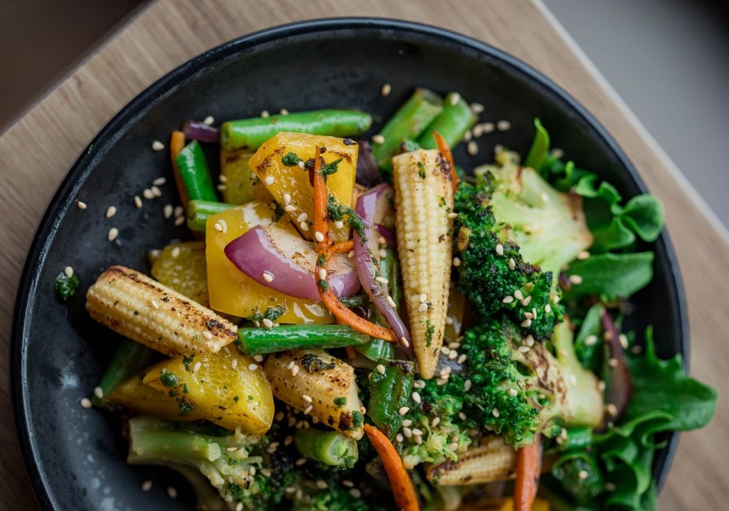 dry fasting and electrolytes plate full of vegetables