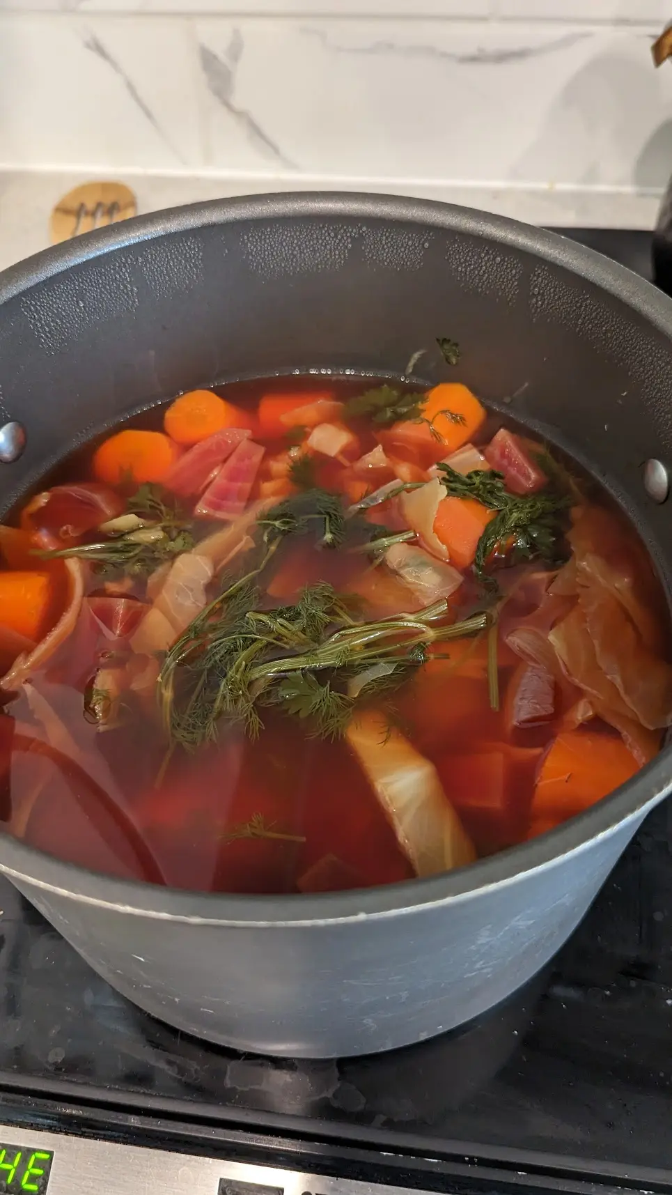 Vegetable broth. First day only drink broth, second day you can have some of the vegetables.