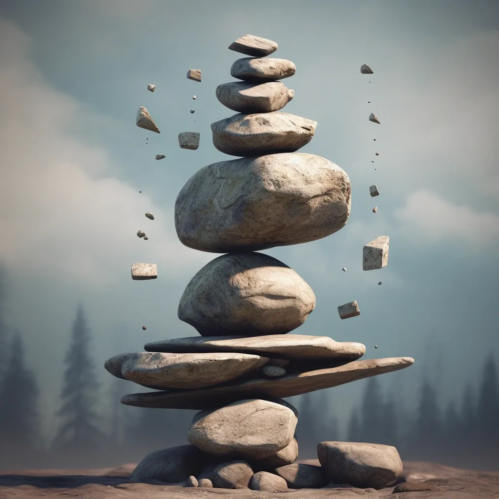 dry fasting stages tower build from rocks