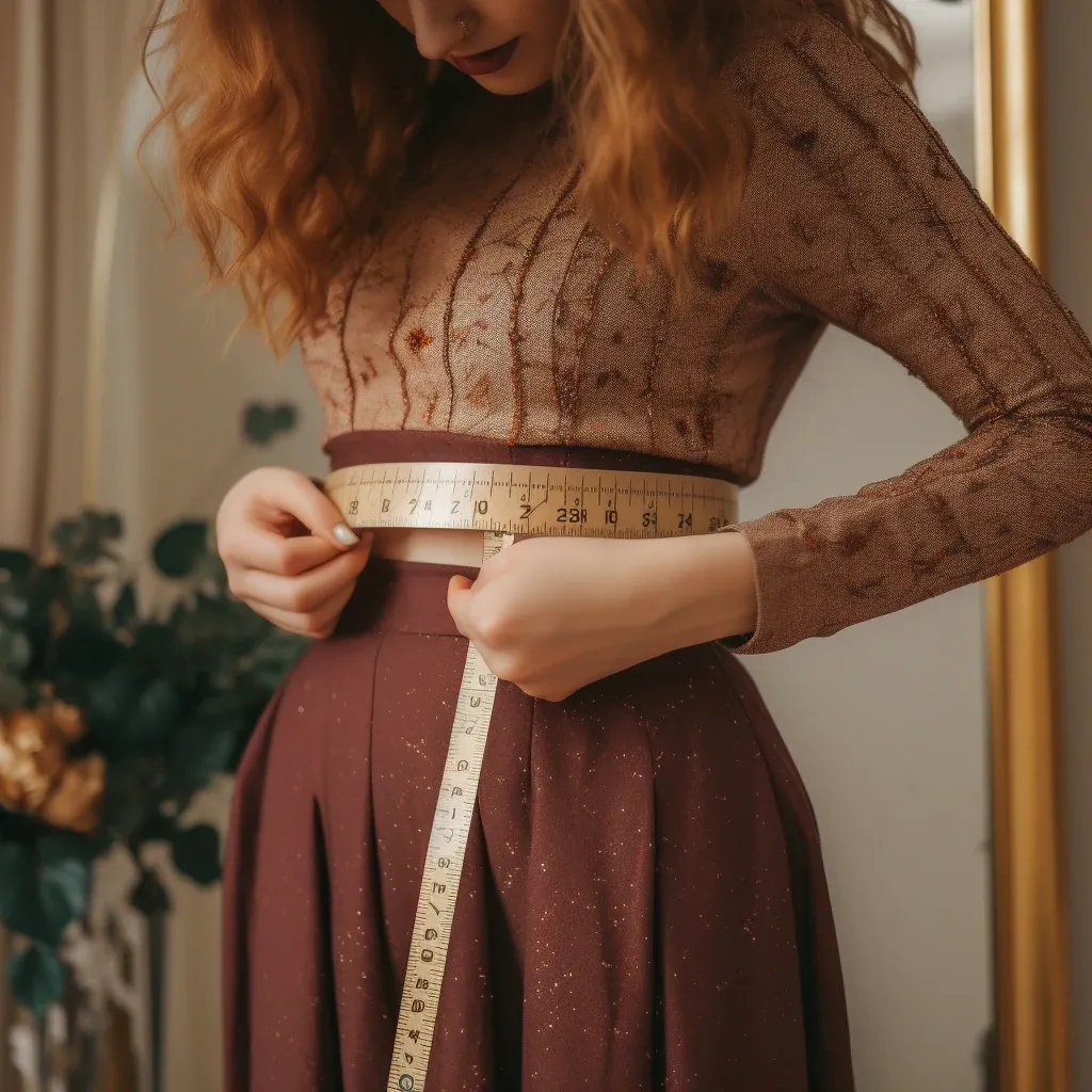 woman measuring her waist with pink measure tape